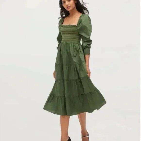 Hill House | Dresses | Hill House The Naomi Nap Dress Green Cotton Contrast  Smocking | Poshmark